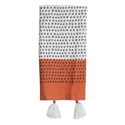 Polk Dot 27 x 18 Inch Screen Printed Kitchen Tea Towel with Hand Sewn Tassels - Foreside Home & Garden