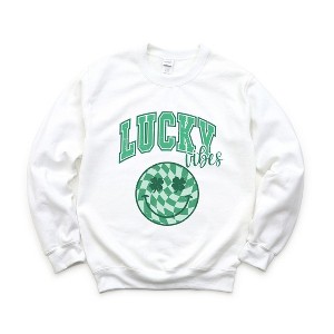 Simply Sage Market Women's Graphic Sweatshirt Lucky Vibes Smiley - 1 of 4