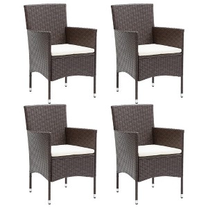 vidaXL Patio Dining Chairs 4 pcs Poly Rattan Brown - 1 of 1