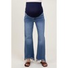 Pinkblush Blue Distressed Fringe Hi-Lo Hem Cropped Flare Maternity Jeans - 3 of 4