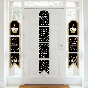 Big Dot of Happiness Adult Happy Birthday - Gold - Hanging Vertical Paper Door Banners - Birthday Party Wall Decoration Kit - Indoor Door Decor - 1 of 4