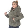 Plus Size Hooded High Pile Fleece Jacket - White Mark - 2 of 4