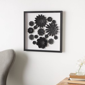 Olivia & May 20"x20" Paper Floral Cluster Shadow Box with Varying Shapes and Sizes: Modern Botanical Art, Dry Clean Only - 1 of 4