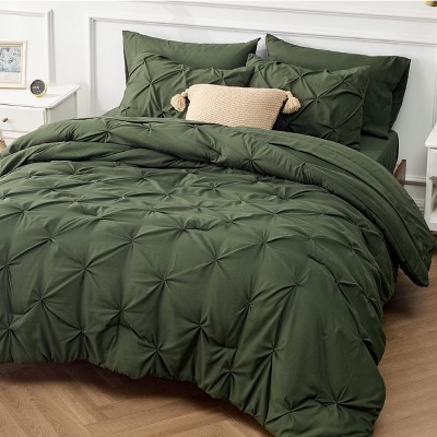 Bedsure | 5/7 Pcs Bed in a Bag Solid Diamond Pintuck Bedding Set for All Season