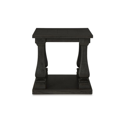 Noir Elm Wood Rectangular End Table with Storage