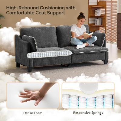 Cross-section of cushions with dense foam and responsive springs