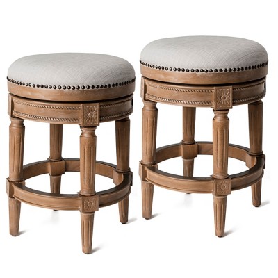 Maven Lane Pullman Backless Upholstered Kitchen Stool with Fabric Cushion Seat, Set of 2