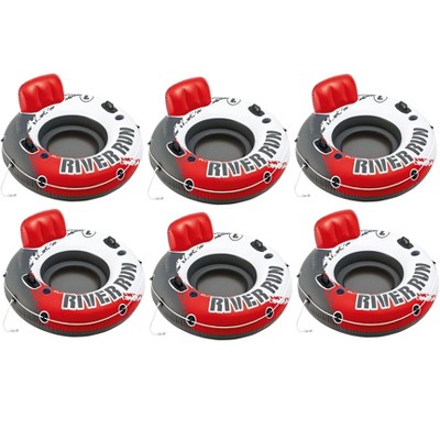Intex Red River Run 1 Fire Edition Sport Lounge, Inflatable Water Float, 53" Diameter 6 Pack