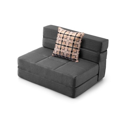 ARTPLAN Fold Sofa Bed-Sleeper Single with Pillow,Futon Sleeper Chair Guest Bed with Washable Linen Cover, Foldable Mattress for Living Room, Apartment