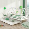 Tangkula Twin Size House Bed w/ Trundle Wooden Kids Bed w/ Safety Rails & Decorable Roof - 2 of 4
