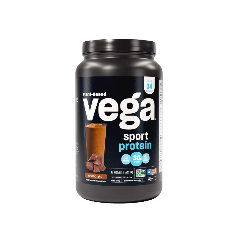 Vega Sport Plant Based Vegan Protein Powder - Chocolate - 21.7oz, 1 of 8