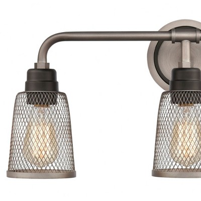 Weathered Zinc & Oil Rubbed Bronze 3-Light Outdoor Vanity Light