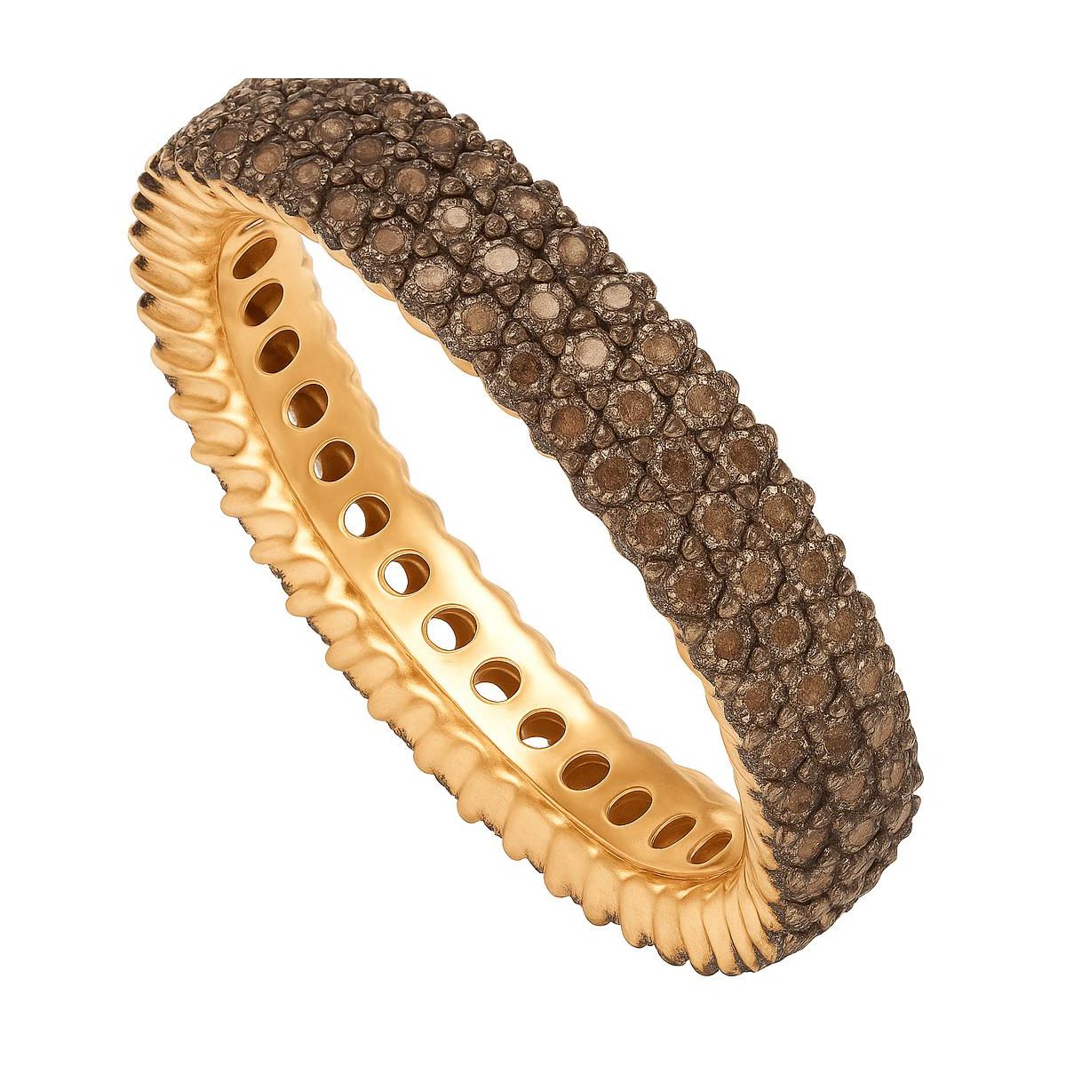 14K Gold Plated Three Row Chocolate Crystal Eternity Ring