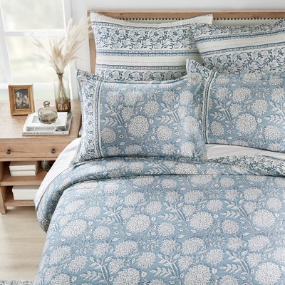 Adare Blue Cotton Twin/Twin XL Duvet Cover Set