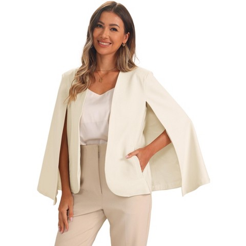 Женские пиджаки Allegra K Women's Cape Sleeve Long Sleeve Open Front Blazer Small White