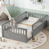 KWPZQEB Floor Bed Frame with Safety Guardrail, Montessori Kids Wooden Floor Bed with Slats, Wood Beds Frame for Kids Girls, Boys - 2 of 4