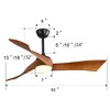 GDFStudio Fiddle 52 Inch Modern 3 Solid Wood Blades Ceiling Fan with 3 Color Led Light - 3 of 4