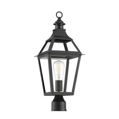 Savoy House Black and Gold Outdoor Post Lantern with Clear Glass