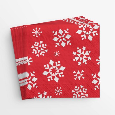 20ct Snowflake Lunch Napkin Red - Wondershop™