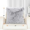 Cheer Collection Super Soft Shaggy Long Hair Throw Pillows Set of 2 - Gray Ombre (24" x 24") - 3 of 4