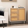 Costway Rattan Buffet Sideboard with 3 Drawers & 1 Door Sturdy Metal Legs Storage Cabinet - 2 of 4