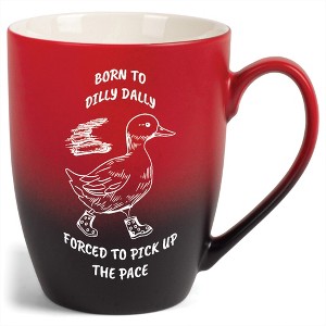 Elanze Designs 12 Ounce Two Toned Ombre Ceramic Tea Coffee Cup Mug Red Black Born To Dilly Dally Duck - 1 of 4