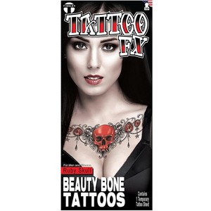 Tinsley Transfers TempTattoos Halloween Temporary Tattoo Sheet Costume Mask - White One Size - 1 of 2