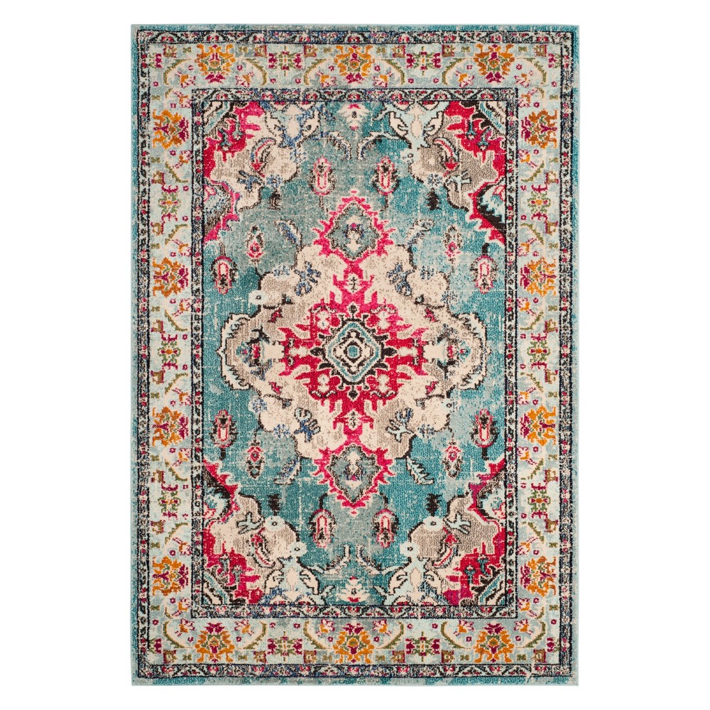 10'x14' Medallion Area Rug Light Blue/Fuchsia - Safavieh