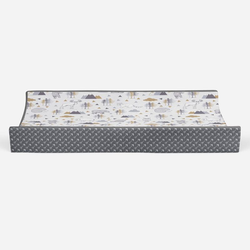 Bacati - Woodlands Gray/Beige Gray Arrows Neutral Cotton Changing Pad Cover, 5 of 10