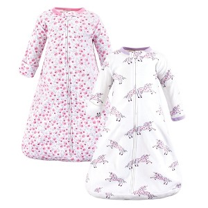 Hudson Baby Infant Girl Cotton Long-Sleeve Wearable Sleeping Bag, Sack, Blanket, Floral Unicorn Long Sleeve - 1 of 4