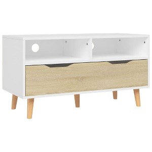 vidaXL TV Cabinet White and Sonoma Oak Engineered wood Medium TV Cabinet - 1 of 4