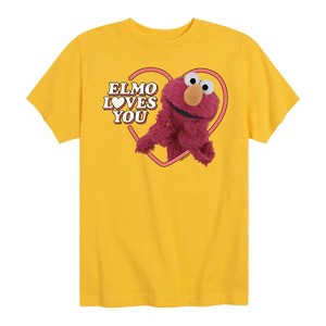 Boys' - Sesame Street - Elmo Loves You Heart Short Sleeve Graphic T-Shirt - 1 of 4