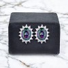 Slickblue Petite Royal Oval Earrings – Rhodium Plated, Silvertone Finish, 6 Color Options - 3 of 3