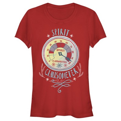 Juniors Womens Elf Christmas Spirit Clausometer T-Shirt