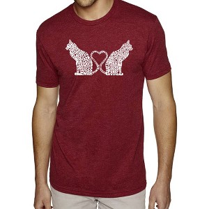 LA Pop Art Cat Tail Hearts - Men's Premium Blend Word Art T-Shirt Burgundy 3X Large - 1 of 4