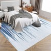 Washable Modern Stripe Rug, Stain Resistant, Non-Shedding, Non-Slip, Lightweight Carpet for Living Room, Bedroom, Office, Nursery, Blue - 3 of 4