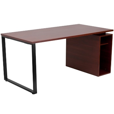 Flash Furniture Mahogany Computer Desk with Open Storage Pedestal