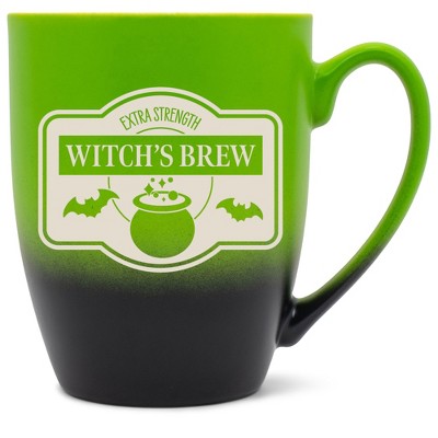 100 North Magic Potion 10 Ounce Green and Black Two Toned Ombre, Comfortably Fits Your Hands, Ceramic Tea Coffee Cup Mug, Witch's Brew
