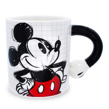 Silver Buffalo Disney Mickey Mouse Sculpted Handle Ceramic Mug | Holds 20 Ounces