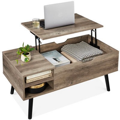 Best Choice Products Wooden Mid-Century Modern Lift Top Coffee Table w/ Hidden Storage, Removable Shelf