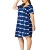 Agnes Orinda Women's Plus Size Tie Dye Trendy V Neck Round Hem Casual T-Shirt Dresses - 2 of 4