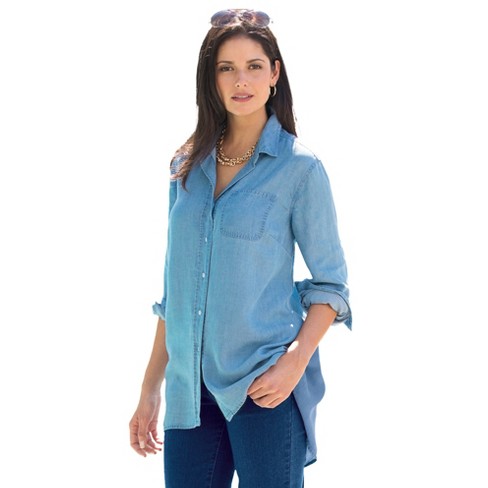 Womens denim hot sale shirt target