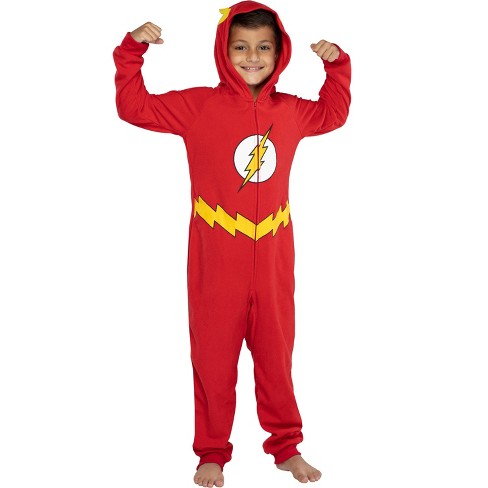 Dc Comics Big Boys' Superhero Character Hooded Union Suit Footless Pajamas  Costume (flash, L/xl) Purple : Target