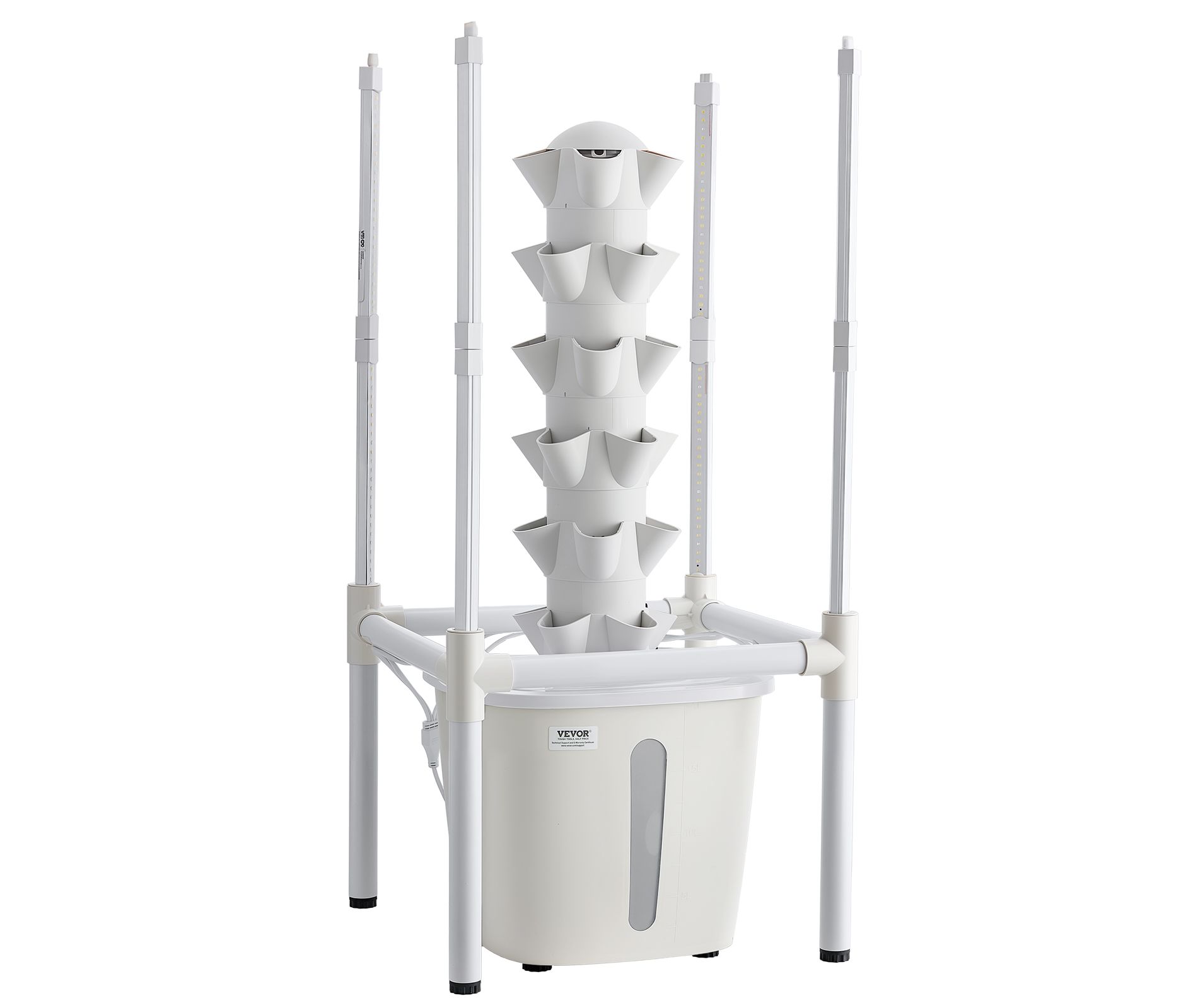 VEVOR Hydroponic Tower, 30 Pods 6 Tiers Hydroponics Growing System Kit with LED Grow Light & App Control, Vertical Home Garden with 20L Water, White
