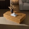 Mid-Century Modern Rectangle Coffee Table, Faux Burl Wood Pattern Center Table for Living Room, Office, or Apartment – The Pop Home - 3 of 4