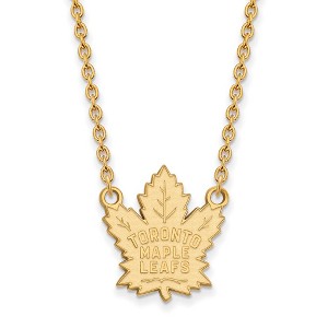 Black Bow Jewelry 14k Yellow Gold Plated Sterling Silver Toronto Maple Leafs NHL Necklace 18 Inch - 1 of 4