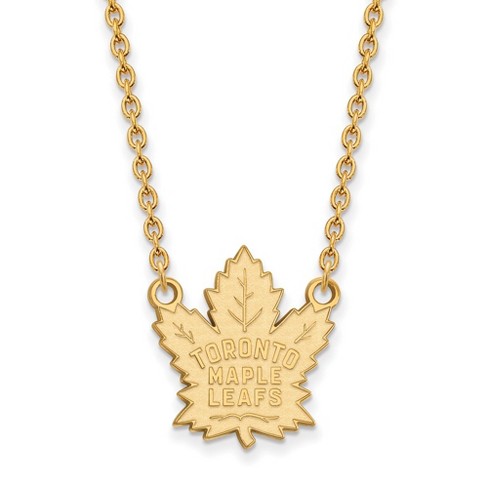 Black Bow Jewelry 14k Yellow Gold Plated Sterling Silver Toronto Maple Leafs NHL Necklace 18 Inch - image 1 of 4