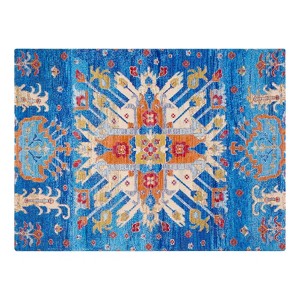 Anji Mountain 40"x54" Las Cruces 1/2" Rug'D Chair Floor Mat Blue/Orange: Abstract Felt Backed, Indoor Use, Spot Clean - 1 of 4