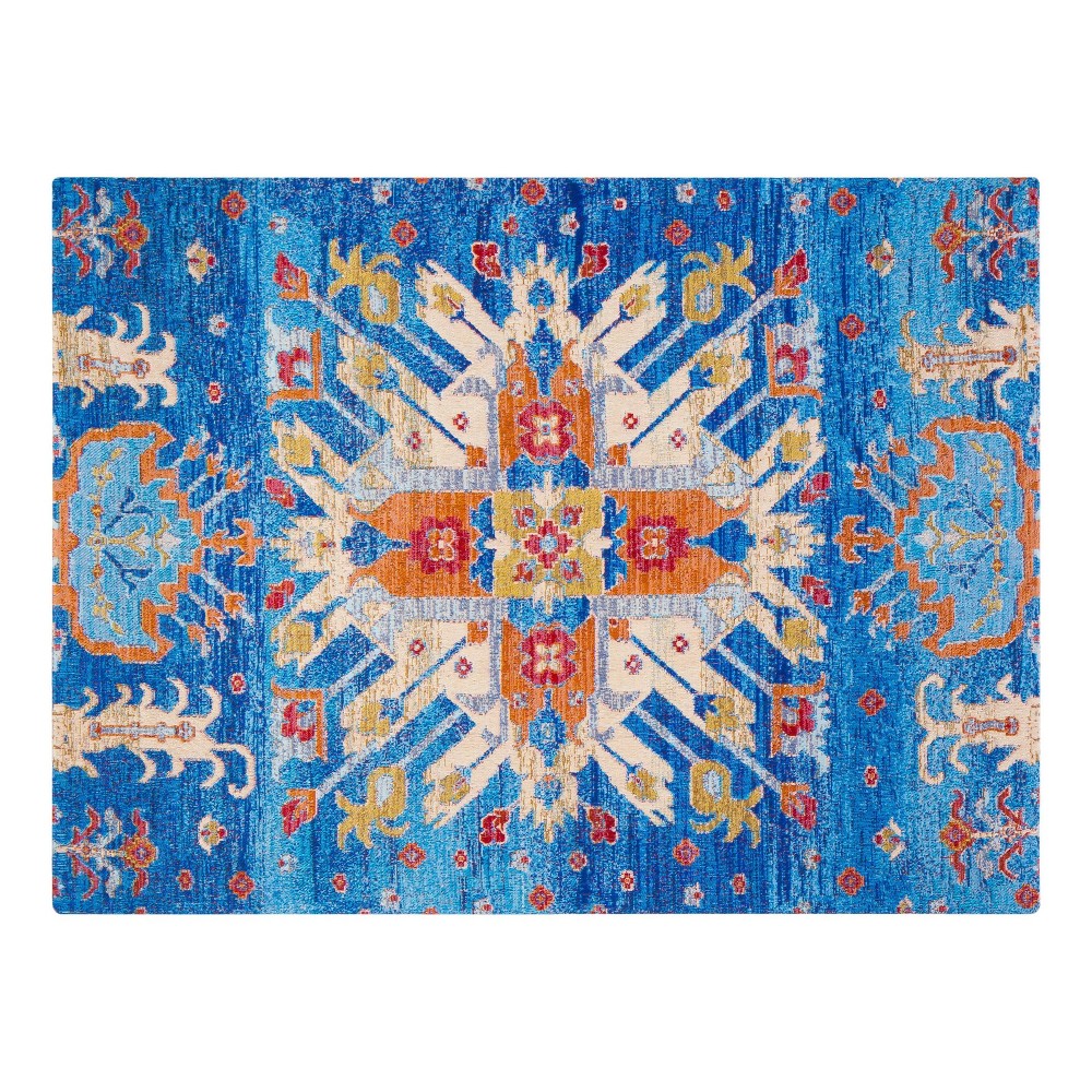 Photos - Doormat 40"x54" Las Cruces 1/2" Rug'D Chair Floor Mat Blue/Orange - Anji Mountain