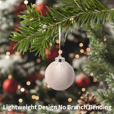 25PCS 6 cm Velvet Christmas Ornament Balls Set - Green Brown Neutral Classic Textured Décor for Xmas Tree Holiday Wedding Party Decorations